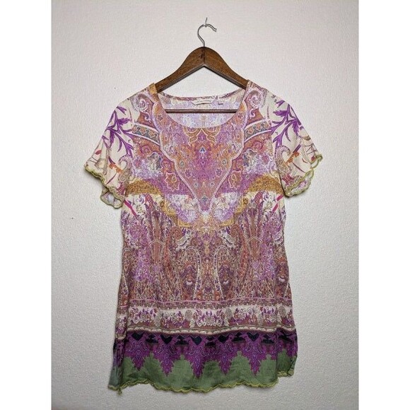 Soft Surroundings Boho Paisley Print Top Size Small Retro Festival Artistic - Picture 2 of 8